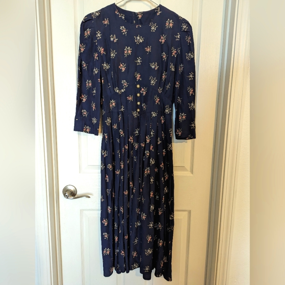 Navy blue floral dress